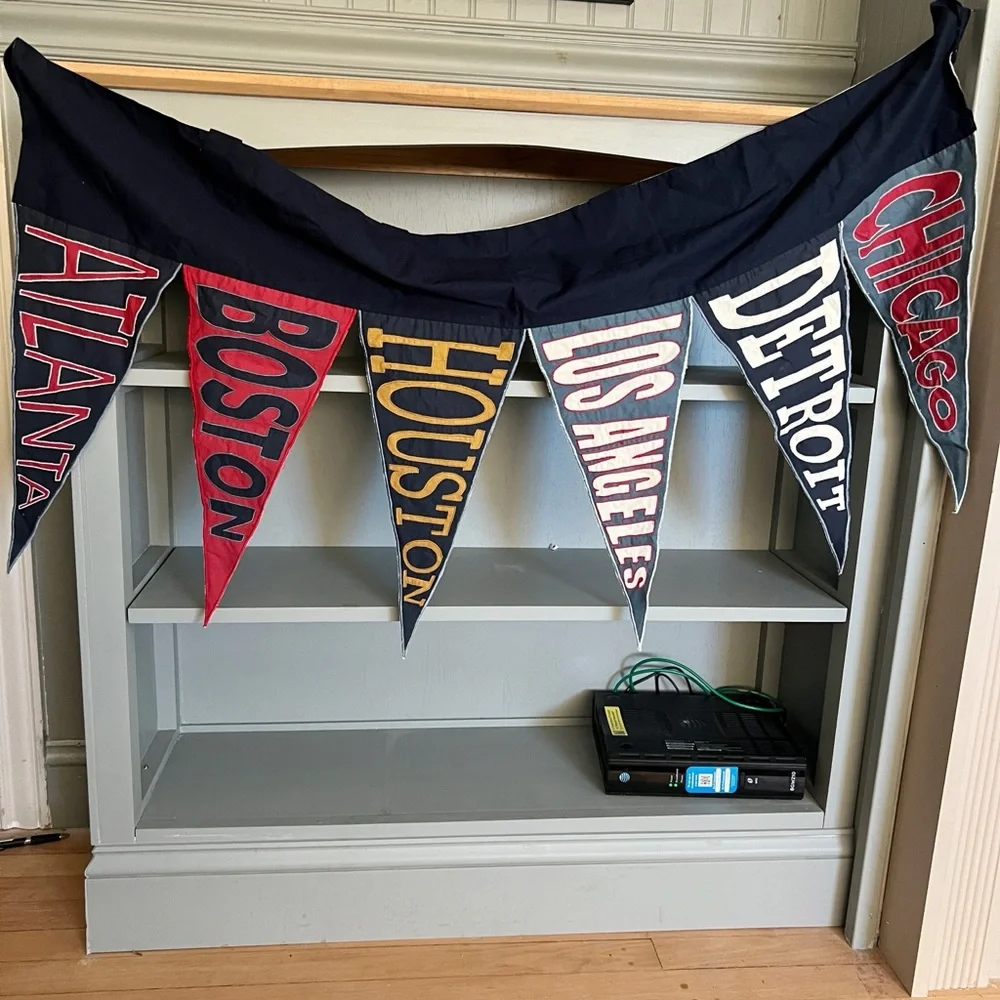 Vintage Pennant Window Valence Nursery Room Sports Theme Flag